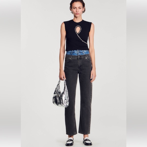 Sandro
Short Vest with Rhinestone Teardrop size 3 US L Large NWOT - Picture 4 of 15